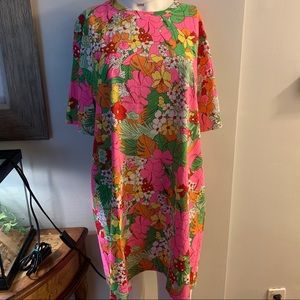 Zara bright flowered Tee shirt dress- Large